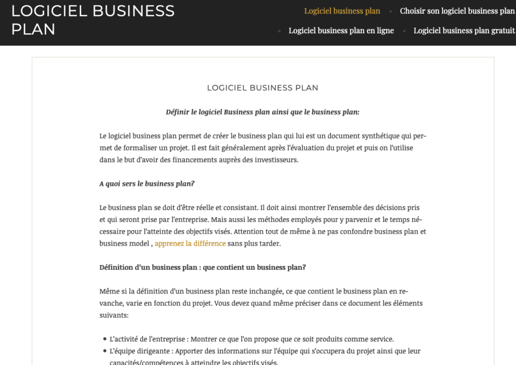 logiciel business plan gratuit